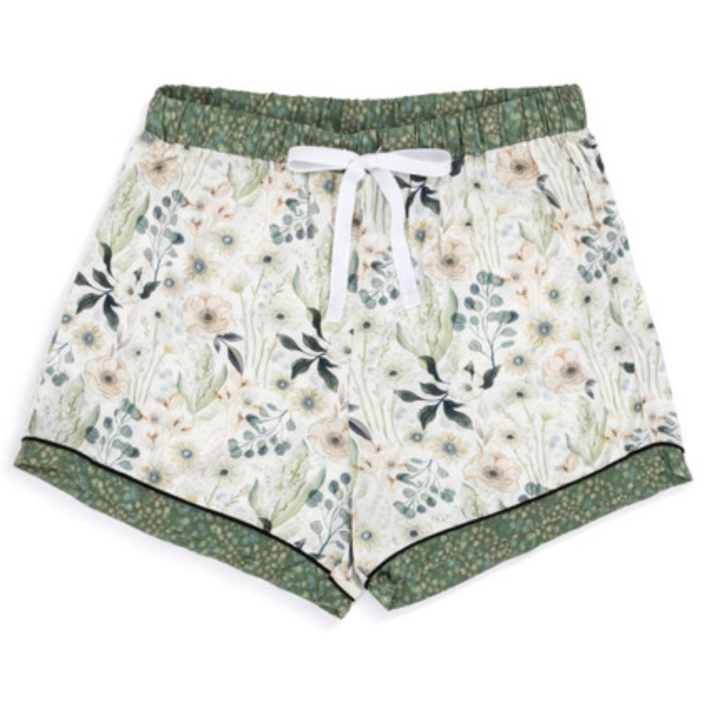 DEMDACO Comfort Collection Short Sleeve & Shorts PJ Set in Green Floral — L - Picture 3 of 3
